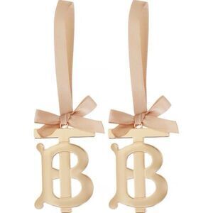 Burberry Gold TB Monogram Christmas Ornaments Set of 2 | NIB | Authentic
